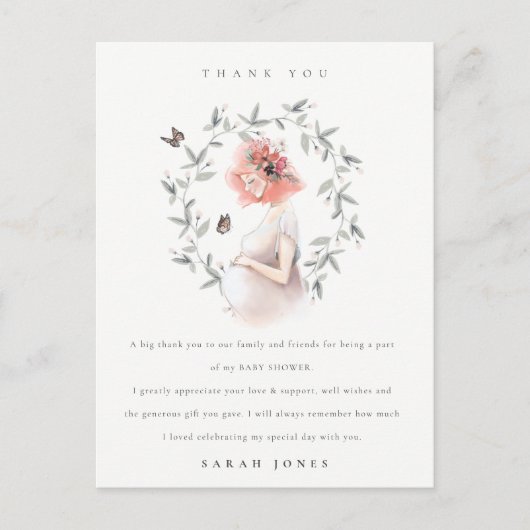 妊婦の紅葉ベイビーシャワーありがとう ポストカード (正面)