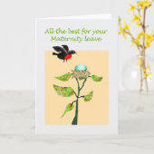 妊婦の離れ最高の望み，鳥，卵，巣 カード (黄色い花)