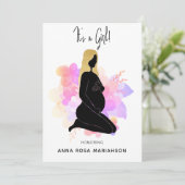 *~*妊婦の黒人金ゴールドの女の子シャワー 招待状 (スタンド正面)