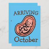 妊婦の、誕生月Tシャツ招待状 招待状 (正面/裏面)