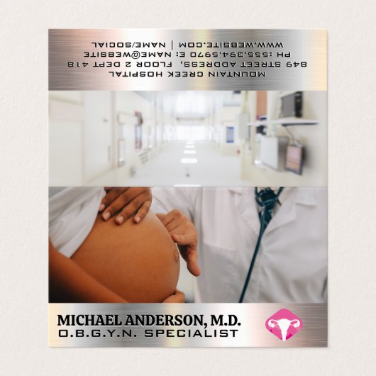 妊婦を診察する医師 名刺 (外部フラット)