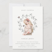 妊婦エレガント女葉赤ちゃんシャワー招待状 サンキューカード (正面)