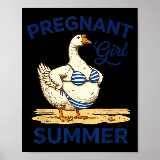 妊婦サマーファニーグースTシャツ かわいい ポスター (正面)