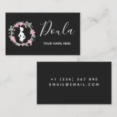 妊婦シルエット可愛いフローラDoula助産師 名刺 (正面/裏面)