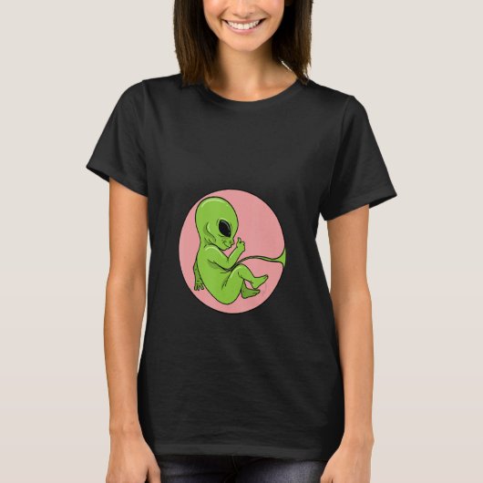 妊婦ママ胎児胚ベビーエイリアン Tシャツ (正面)