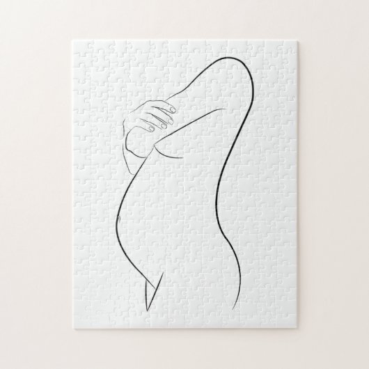 妊婦ラインアートミニマリモダンストスタイリッシュ ジグソーパズル (縦)