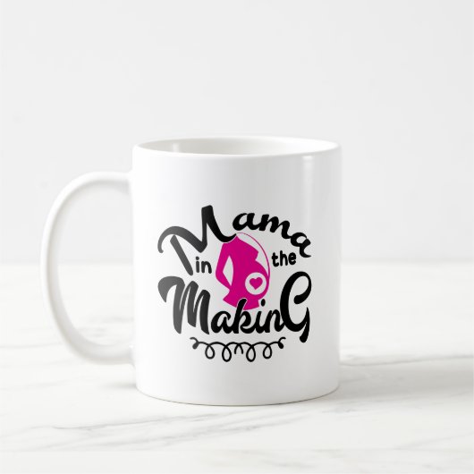 妊婦報告をするキュートなママ コーヒーマグカップ (左)