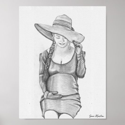 妊婦絵画プリント ポスター (正面)