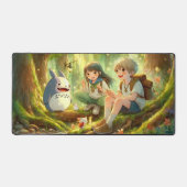 妖怪ブームの不思議の国のアニメの少女と少年 デスクマット (正面)