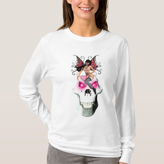 妖精およびスカルのティー Tシャツ (正面)
