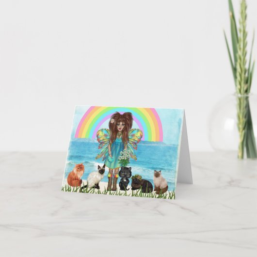 妖精および猫のすべての行事の挨拶状 サンキューカード (正面)