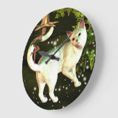 妖精および猫の時計 ラージ壁時計 (傾斜)