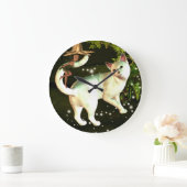 妖精および猫の時計 ラージ壁時計 (ホーム)