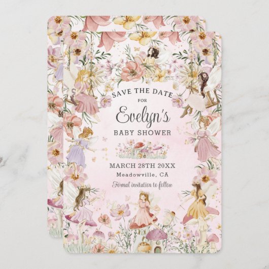 妖精お洒落赤ちゃんシャワー花園メドウ セーブザデート (正面/裏面)