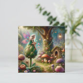 妖精がアーティチョークの魔法のイラストの上に座っている カード (スタンド正面)