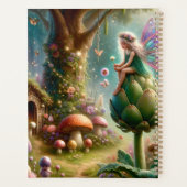 妖精がアーティチョークの魔法の上に座パーソナライズされたる プランナー手帳 (裏面)