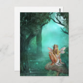 妖精がキノコのパッチのはがきに座る2 ポストカード (正面/裏面)