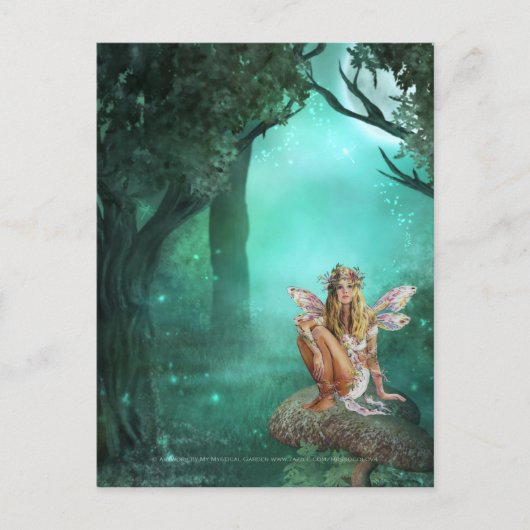 妖精がキノコのパッチのはがきに座る2 ポストカード (正面)