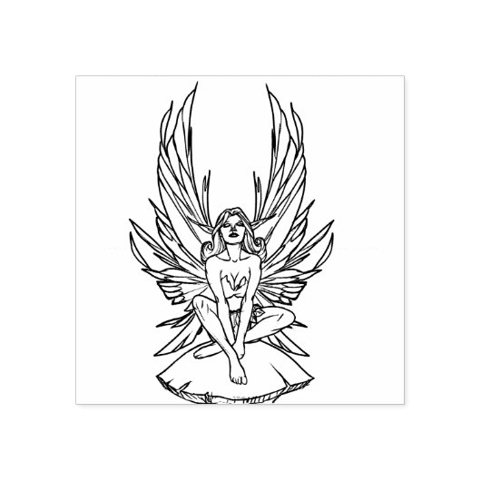 妖精がキノコの上に座っている ラバースタンプ (インプリント)