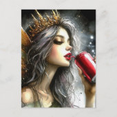 妖精がソーダを飲む ポストカード (正面)