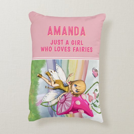 妖精がピンク色を好きな女の子 アクセントクッション (裏面(縦))