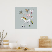 妖精がユニコーンを色付けする ポスター (キッチン)