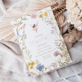 妖精が初めて水彩で描いた花の乙女たち　１歳の誕生日 招待状