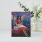 妖精が夜にスイングしている ポストカード (スタンド正面)