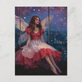 妖精が夜にスイングしている ポストカード (正面)
