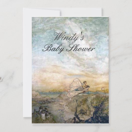 妖精が子どものベビーシャワーと飛び立つ招待状 招待状 (正面)