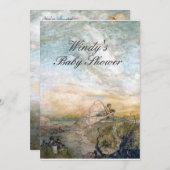 妖精が子どものベビーシャワーと飛び立つ招待状 招待状 (正面/裏面)