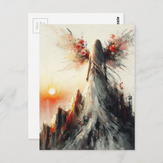 妖精が山に登る日の出 ポストカード (正面/裏面)