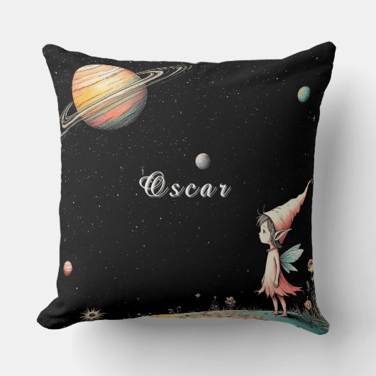 妖精が惑星と宇宙を考える クッション (正面)