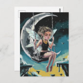 妖精が月から揺れ ポストカード (正面/裏面)