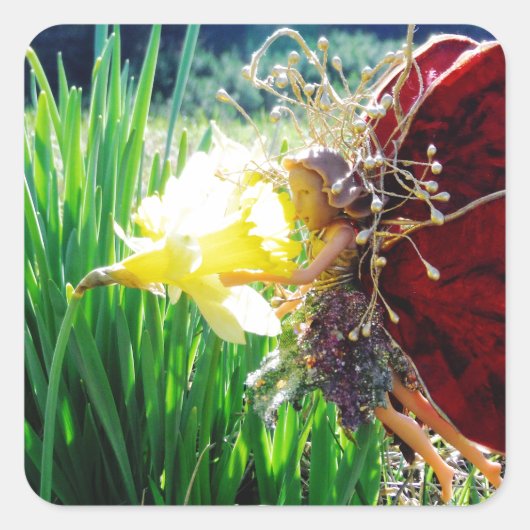 妖精が水仙の中 スクエアシール (正面)