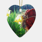 妖精が水仙の中 セラミックオーナメント (左)