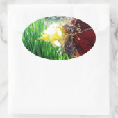 妖精が水仙の中 楕円形シール (バッグ)