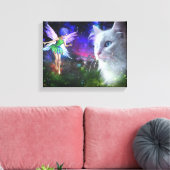 妖精が猫に出会う キャンバスプリント (インサイチュ (リビング))