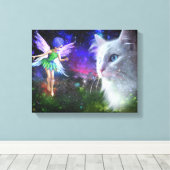 妖精が猫に出会う キャンバスプリント (インサイチュ (ウッドフロア))