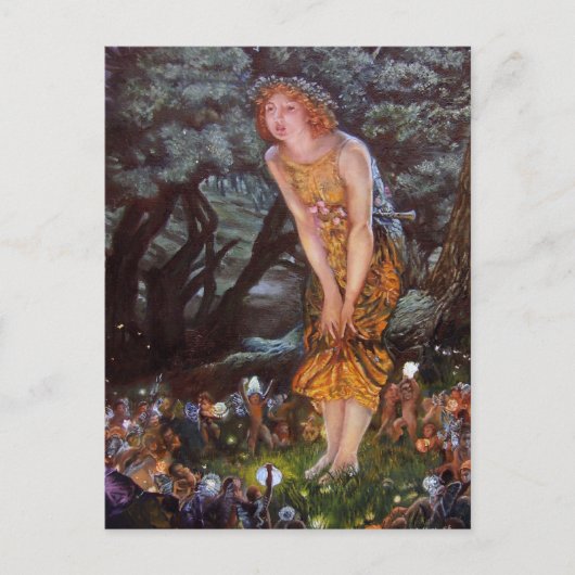 妖精が真夏の夜の少女の夢に ポストカード (正面)