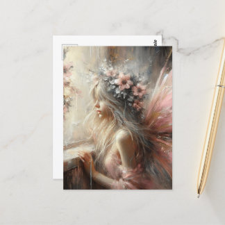 妖精が窓の外を見る ポストカード