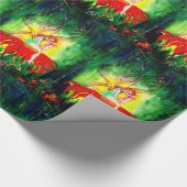 妖精が赤い花緑の黄色のファンタジーで夢を見る ラッピングペーパー (角)