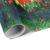 妖精が赤い花緑の黄色のファンタジーで夢を見る ラッピングペーパー (ロールコーナー)