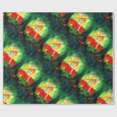 妖精が赤い花緑の黄色のファンタジーで夢を見る ラッピングペーパー (フラット)