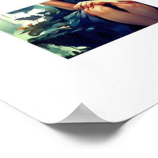 妖精が雨の中で座っている ポスター (角)