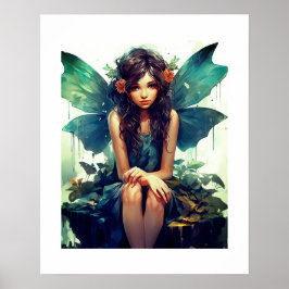 妖精が雨の中で座っている ポスター