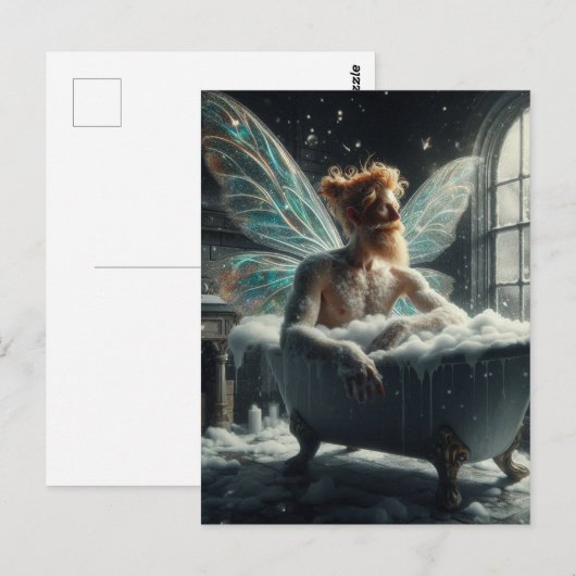 妖精が風呂に ポストカード (正面/裏面)