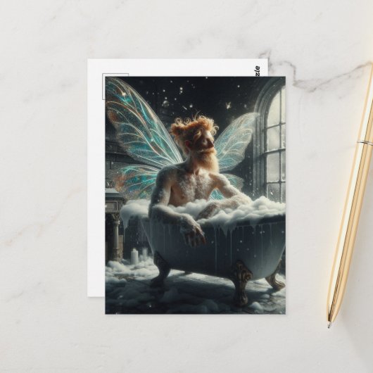 妖精が風呂に ポストカード (正面/裏面インサイチュ)