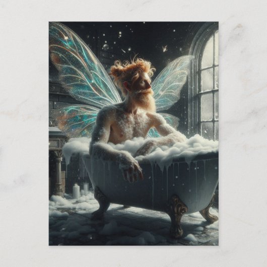 妖精が風呂に ポストカード (正面)