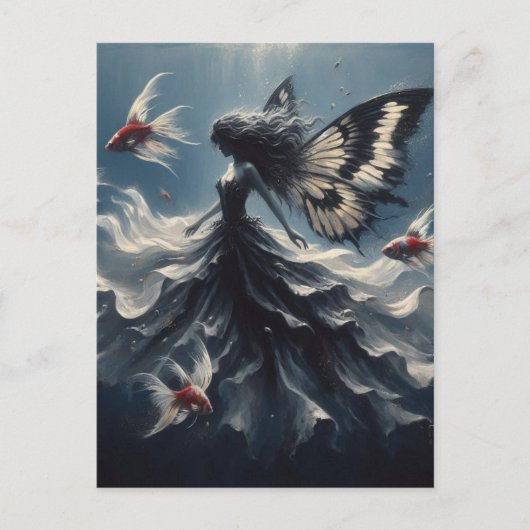妖精が魚と泳ぐ ポストカード (正面)